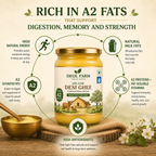 Deol Farm Certified A2 Gir Cow Ghee| Grassfed, Pure & Healthy | Curd-Churned | Premium Glass Bottle | 100% Natural & Lab-Tested | Rich in Nutrition